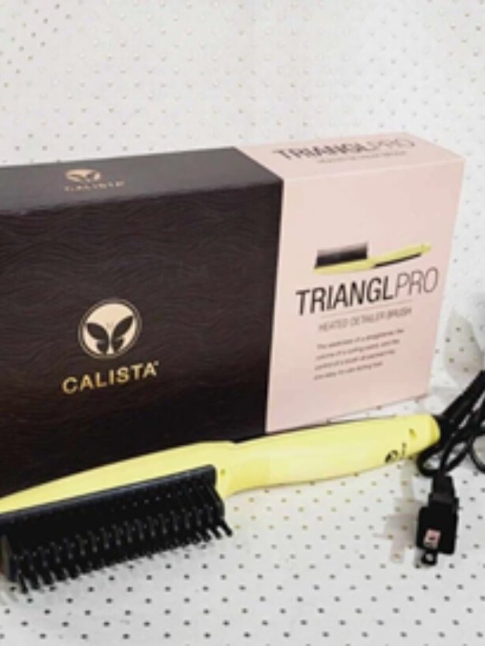Calista TrianglPRO Heated Hair Detailer Brush Straightener Lift Volume Yellow